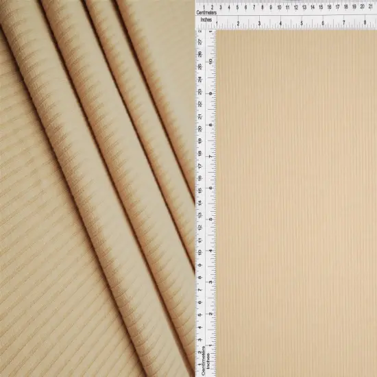 Soft 4x2 Rib Solid Knit Fabric Rayon Blend, 52/54&Prime; for Apparel & Crafts LATTE {3}