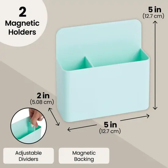 2-Pack Magnetic Dry Erase Marker and Pencil Holder for Fridge, Locker, Whiteboard and Refrigerator {3}