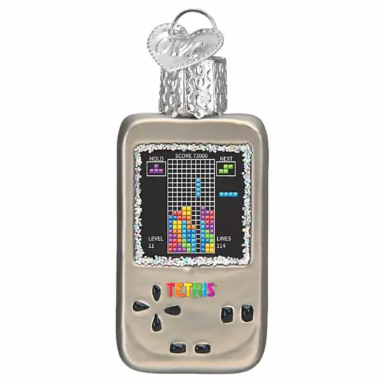 Old World Christmas 2.0 Inch Mini Tetris Christmas Tree Ornament , Gumdrops Collection Puzzle Game Silver {1}