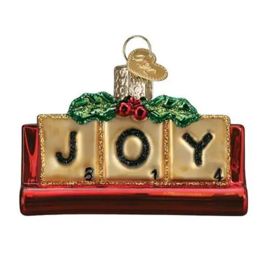 Old World Christmas 1.75 In Joyful Scrabble Christmas Tree Ornament , Games Spell Vocabulary Multicolored {1}
