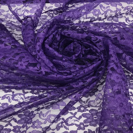 1 Yard Purple Rachelle Lace Fabric Sheer Floral Mesh for Dresses, Crafts & Decorations 58&Prime;-60&Prime; Wide {2}