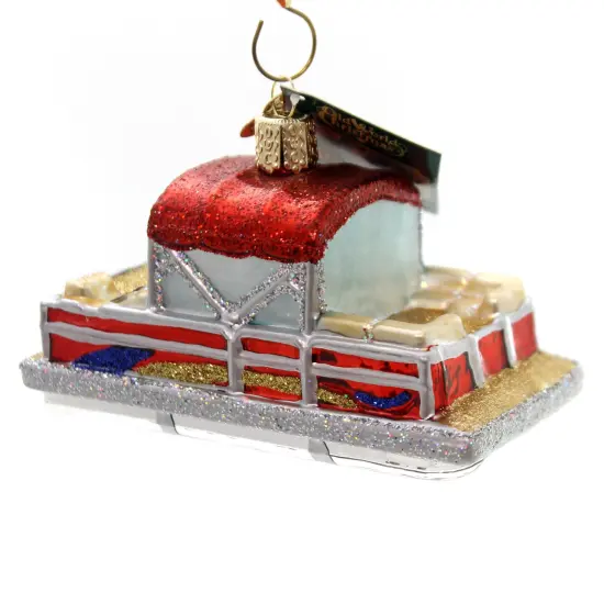 Old World Christmas 2.25 In Pontoon Boat Tree Ornament , OrnamentWater Cruising Red {2}