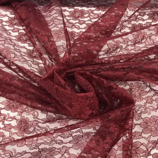 1 Yard Burgundy Rachelle Lace Fabric For Table Runners Curtains Overlays Crafts Decor 58&Prime;-60&Prime; Wide {2}