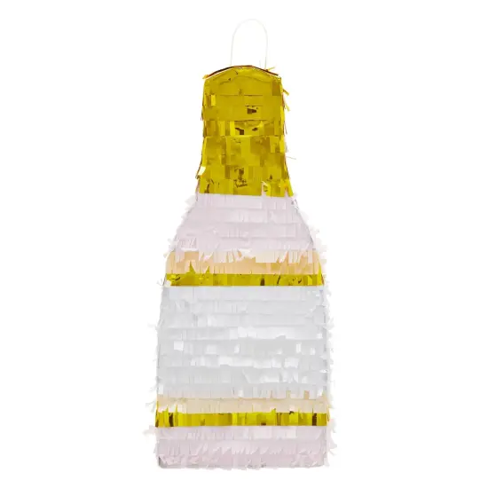 16.5 In Champagne Pinata for Bridal Shower, Bachelorette Party Game, 21st Birthday Party Supplies (16.5 x 7 x 3 In) Multicolor {7}