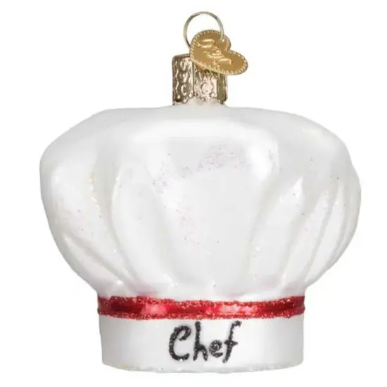 Old World Christmas 2.5 Inch Chef's Hat Christmas Tree Ornament , Toque Cook Food White {1}