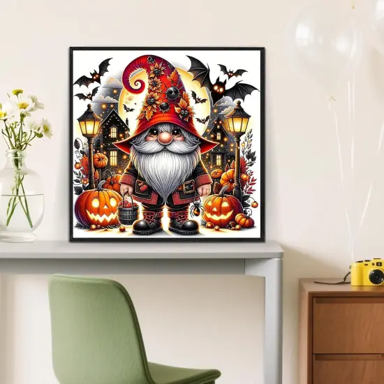 13.8x13.8 Inch - Gnome Pumpkin Bat Diamond Painting Kits for Adults {3}