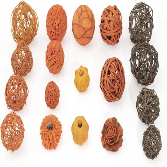 Orange Decorative Vase Filler Bag with Mini Pumpkins, Orbs, Balls & Flowers Bowl Filler Decor (Pumpkin Orange) {3}