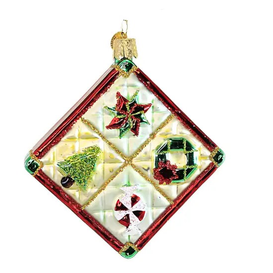 Old World Christmas 4.5 Inch Christmas Quilt Christmas Tree Ornament , Creative Art Form Red {1}