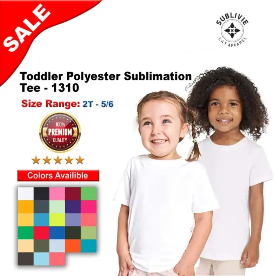 RADYAN&reg; Toddler Polyester Sublimation Crew Neck Short Sleeve Tee White {3}