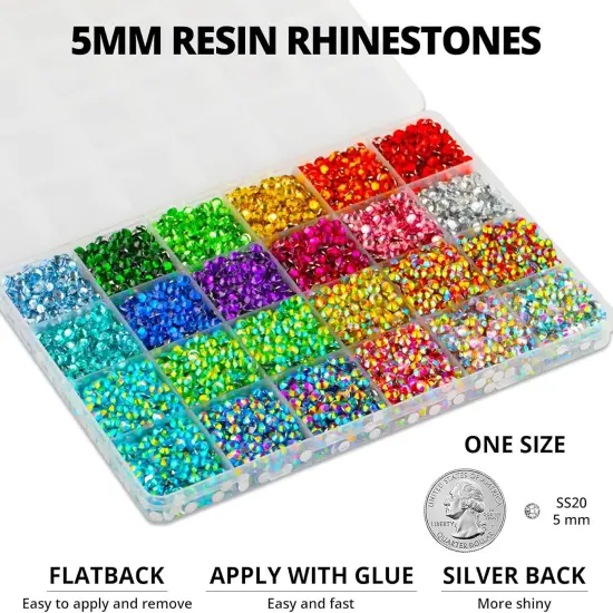 10000Pcs 5mm Flat Back Rhinestones with Glue - Multicolored {3}