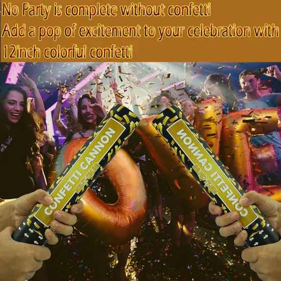 6 Pack 12 Inch Confetti Poppers for Wedding Celebration,Confetti Cannon Gold Party Poppers {3}