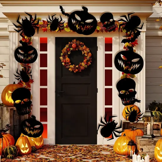 12 Pcs Hanging Bats & Pumpkin Halloween Decoration Outside - Horrible Style {4}