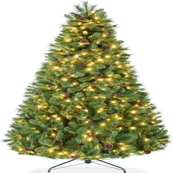 Frosted Scotch Pine Christmas Tree Cordless Setup with 1,320 Tips & 2-in-1 LED Lights for indoor holiday decoration {1}
