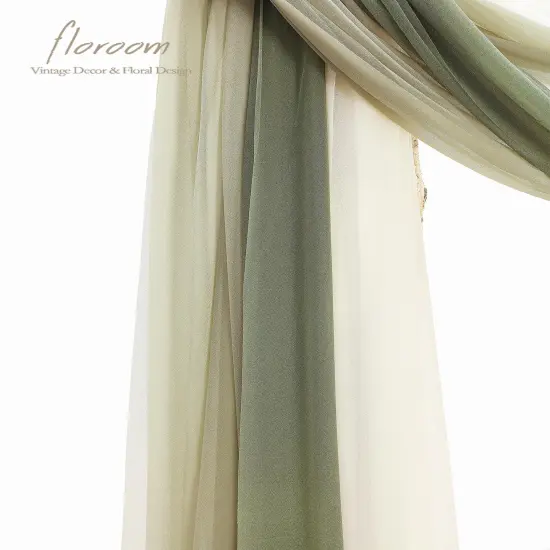 Wedding Arch Draping Fabric 3 Panels 20Ft Chiffon Fabric Drapes Arbor Drapery Wedding Ceremony Reception Swag Decorations (Forest Green +Sage Green +Ivory) {2}