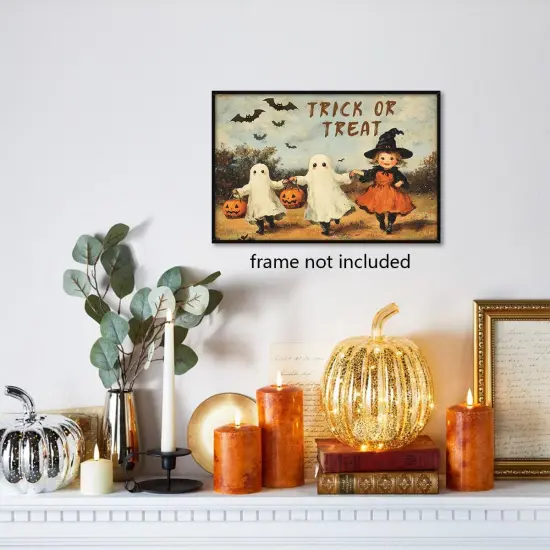 Primitive Victorian Halloween Canvas Wall Art, {3}