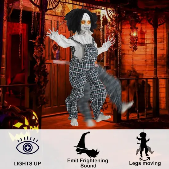 Hanging Halloween Animatronic Swing Boy with Creepy Sounds (Style 2) {4}