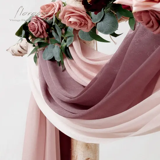 Wedding Arch Draping Fabric 3 Panels 20Ft Chiffon Fabric Drapes Arbor Drapery Wedding Ceremony Reception Swag Decorations (Mauve +Dusty Rose +Blush) {5}