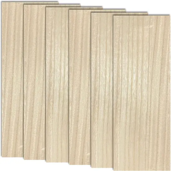6 Pack Veneered MDF Double Sided Paulownia Wood,MDF Core,6.4mm 1/4th Inch, 5"x15" {1}