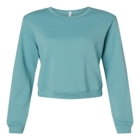 BELLA + CANVAS&reg; Women's Sponge Fleece Classic Crewneck Sweatshirt Heather Blue Lagoon {1}