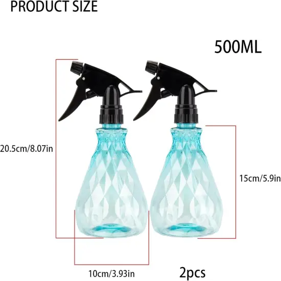 2 Pcs Spray Bottles - 500 ml/17 oz (Blue) {2}