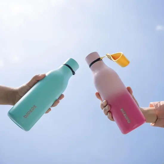 Stainless Steel Metal Water Bottle with Strap - Turquoise {2}