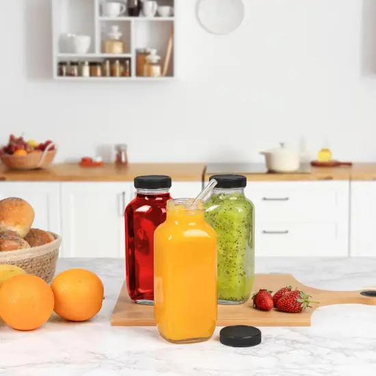 Set of 3 16 Oz Clear Glass Jars with Caps {5}