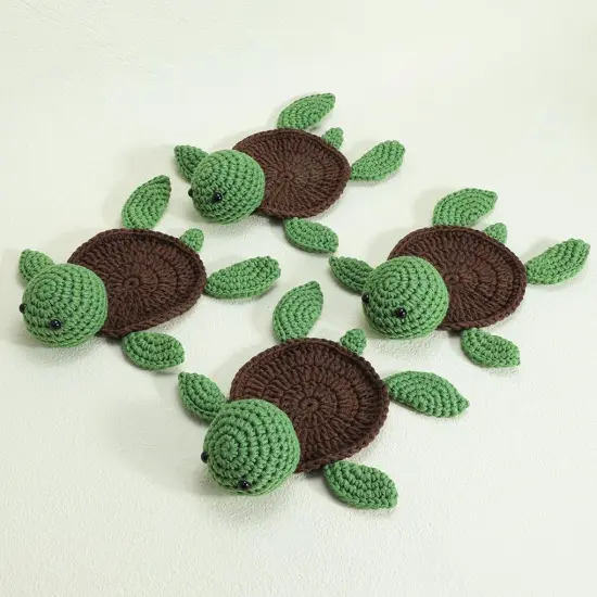 Handmade Crochet Coasters - Turtle-4 PCS {5}