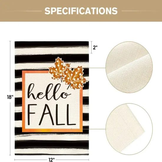 Hello Pumpkin Fall Garden Flag 12 x 18 Inch Watercolor Stripes Double Sided {5}