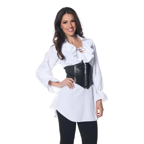 Pirate Adult Costume White Laced-Front Blouse {3}