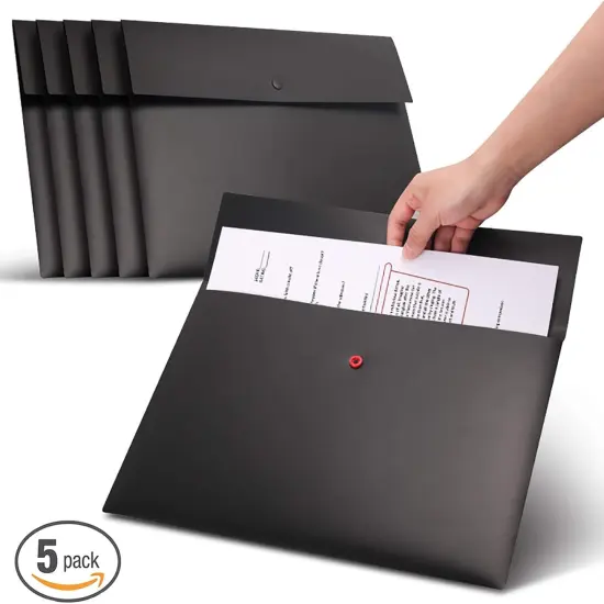 5 Pieces A4 Envelopes Folders for Paperwork Plastic Wallets {5}