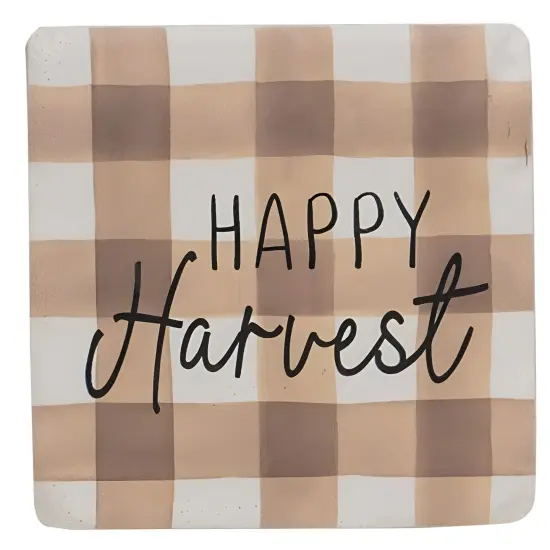 Fall Gingham Resin Coaster Set &ndash; Set of 4 Autumn Themed Drink Coasters with Cork Backing & Plaid Designs {4}