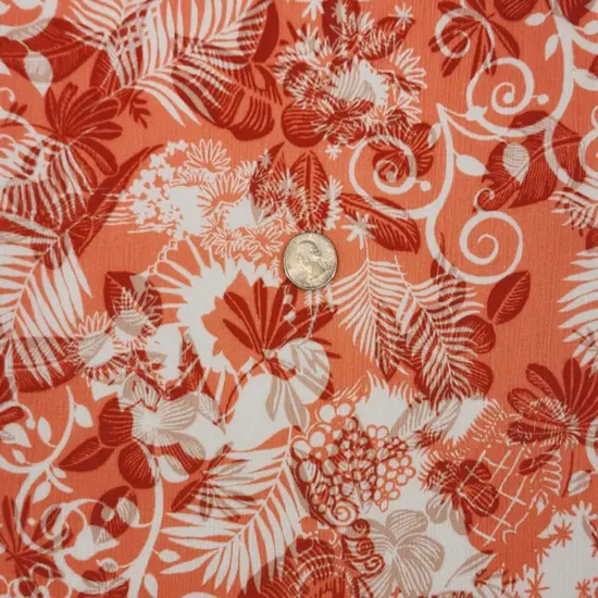 1 Yard Orange Breathable Rayon Crinkle Fabric Lightweight Textured Apparel 50/52" Wide {3}