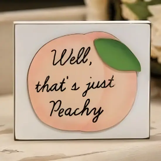 Peach Wood Freestanding Word Block with Distressed White Finish and Humor {2}