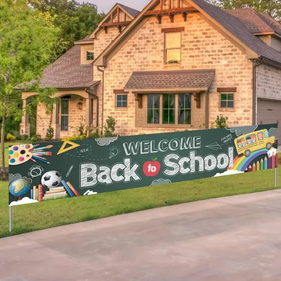 Welcome Back To School Yard Sign School Bus Banner {1}