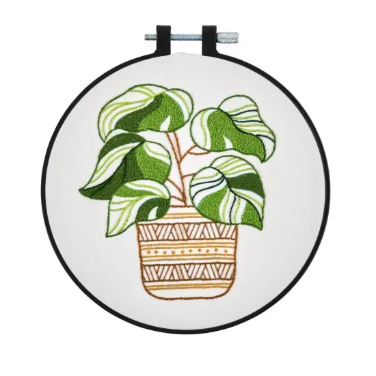 Bucilla Stamped Embroidery Kit W/6" Plastic Hoop-Potted Beauty {3}