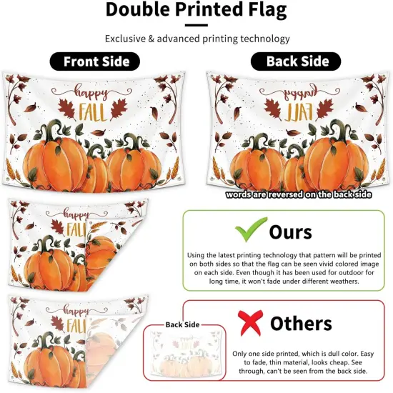 Happy Fall Flag 3x5 Ft Banner Double Printed Decorations {2}