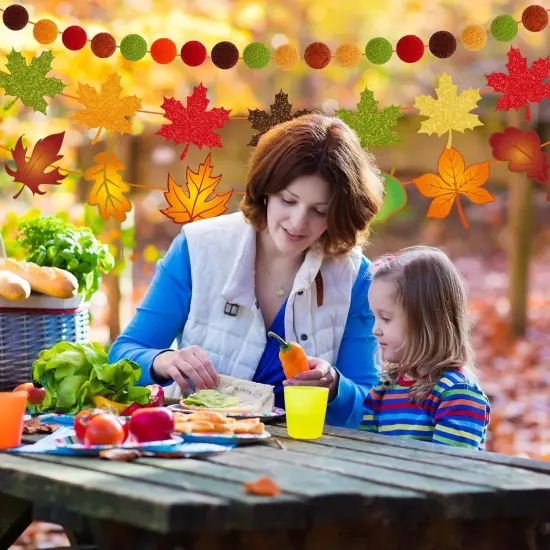 5Pcs Autumn Thanksgiving Garland Decorations Happy Fall Paper Banner {4}