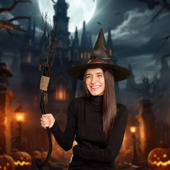 Take Apart 48 Inch Plastic Witch Broom Costume Accessory {3}