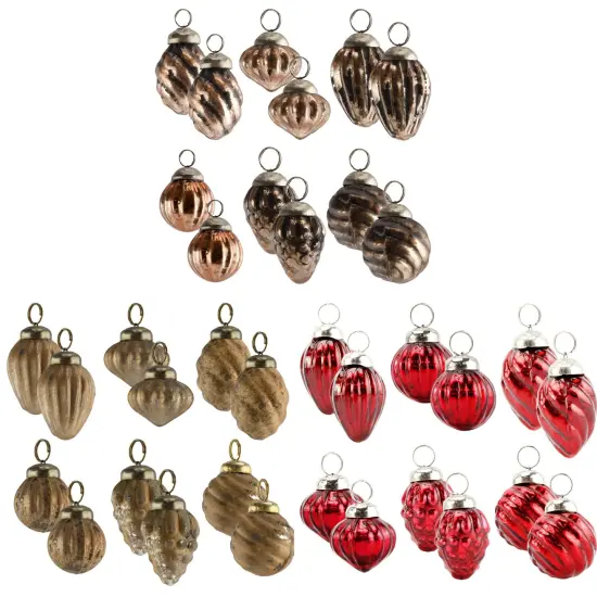 Glass Finial Ornaments 12ct Antiqued Mercury Farmhouse Decor Set Brown {7}