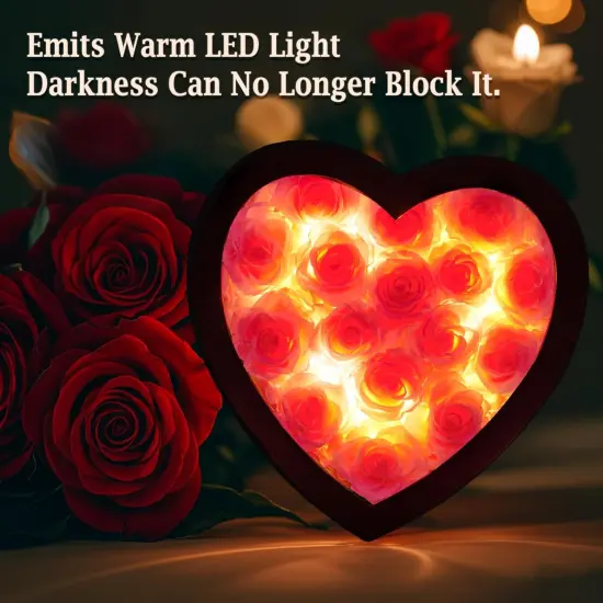 Extra Large 16 Preserved Roses Forever Flower Heart Shape Box {3}