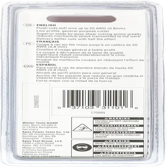 Xcelite Shear Cutter - Tapered - Flush Cut - 5" - 170MVN {5}