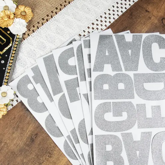 Craft Perfect Glitter Alphabet Sticker Sheet 2IN-Silver {5}