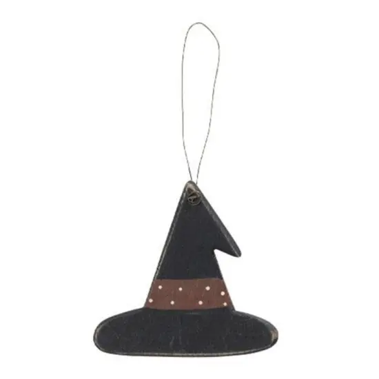 Set of 4 Rustic Halloween Decorations Wooden Witch Hat, Ghost, Candy Corn and Pumpkin Ornaments {3}