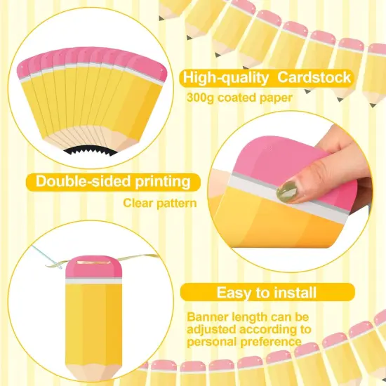 60 Pcs Welcome Back to School Pencil Banner(Yellow) {2}