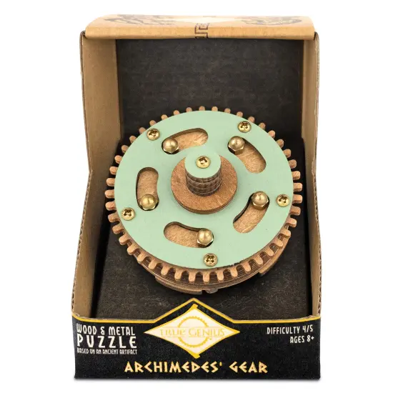 Collections Etc Archimedes' Problem-Solving Wooden Gear Puzzle {6}