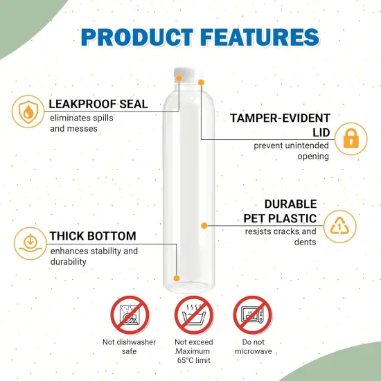 16 OZ Empty Plastic Juice Bottles Pack of 30 Clear Disposable Bulk Drink Bottles {4}