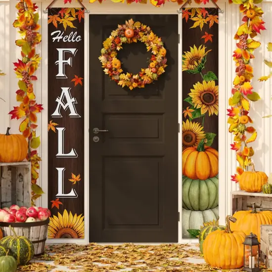 Hello Fall Porch Banner Sign {1}