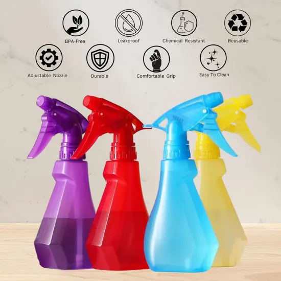 4-Pack, 8oz Plastic Empty Spray Bottles - Red, Yellow, Purple, Blue {3}