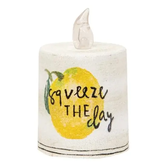 LED Pillar Candle with Built In Timer and Distressed White Style See The Good {5}