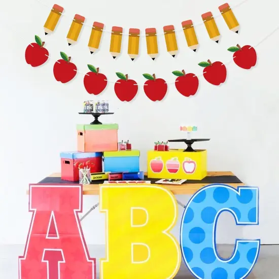 9.8 Feet - 2 PCS Back to School Decorations Banner Apple Pencil Shape {5}